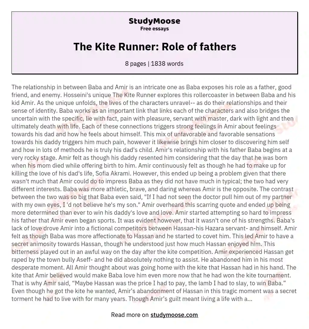 The Kite Runner: Role of fathers