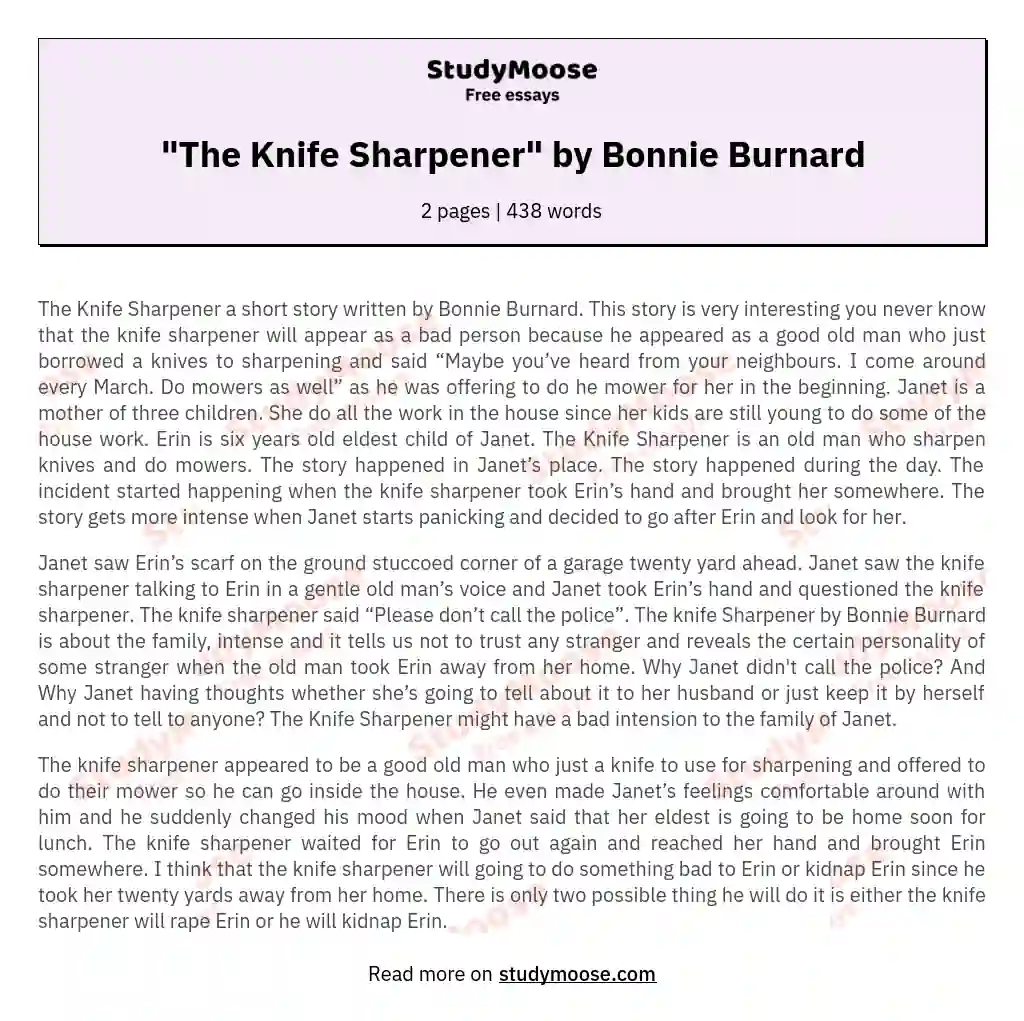 "The Knife Sharpener" by Bonnie Burnard essay