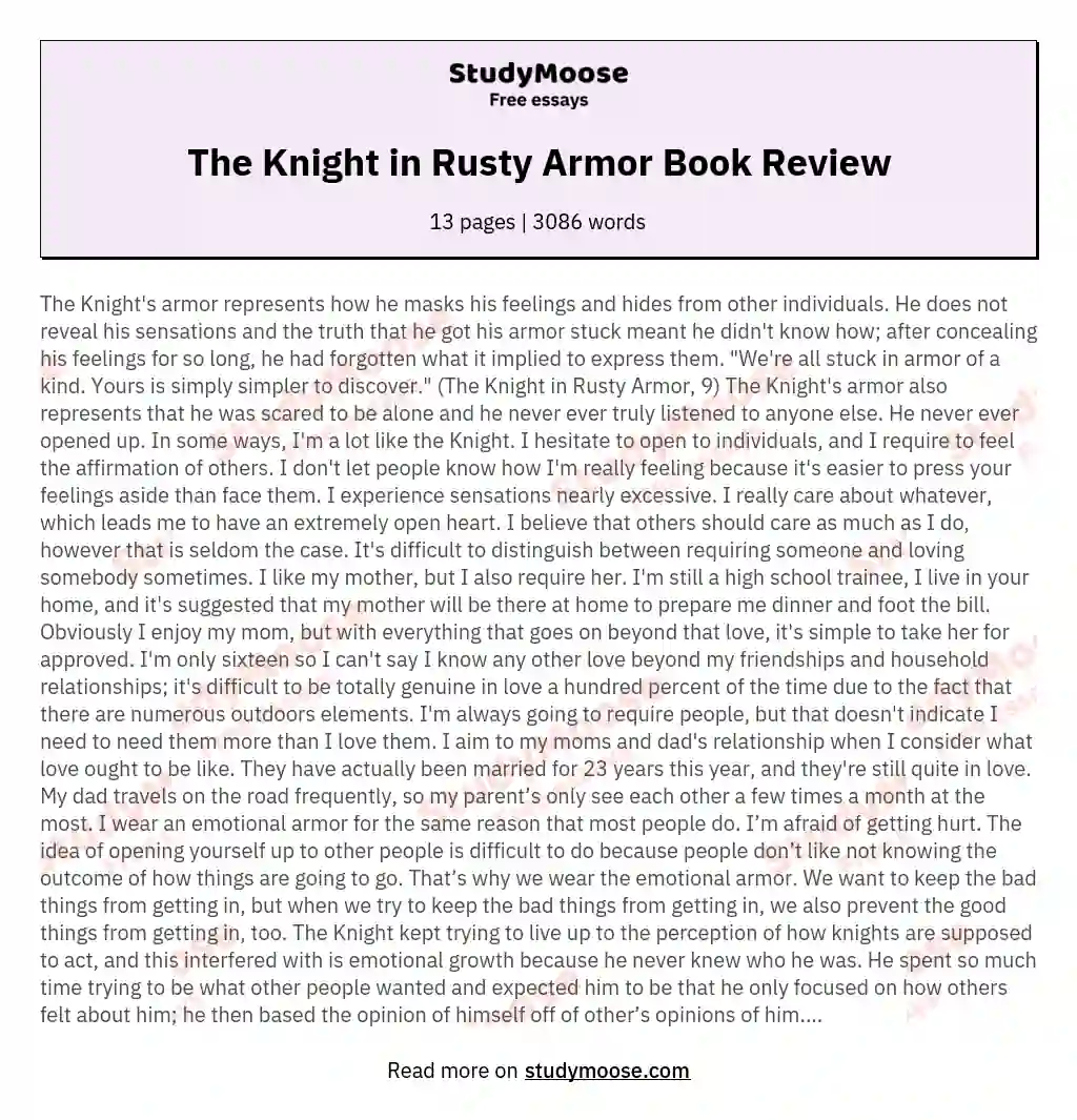 The Knight in Rusty Armor Book Review essay