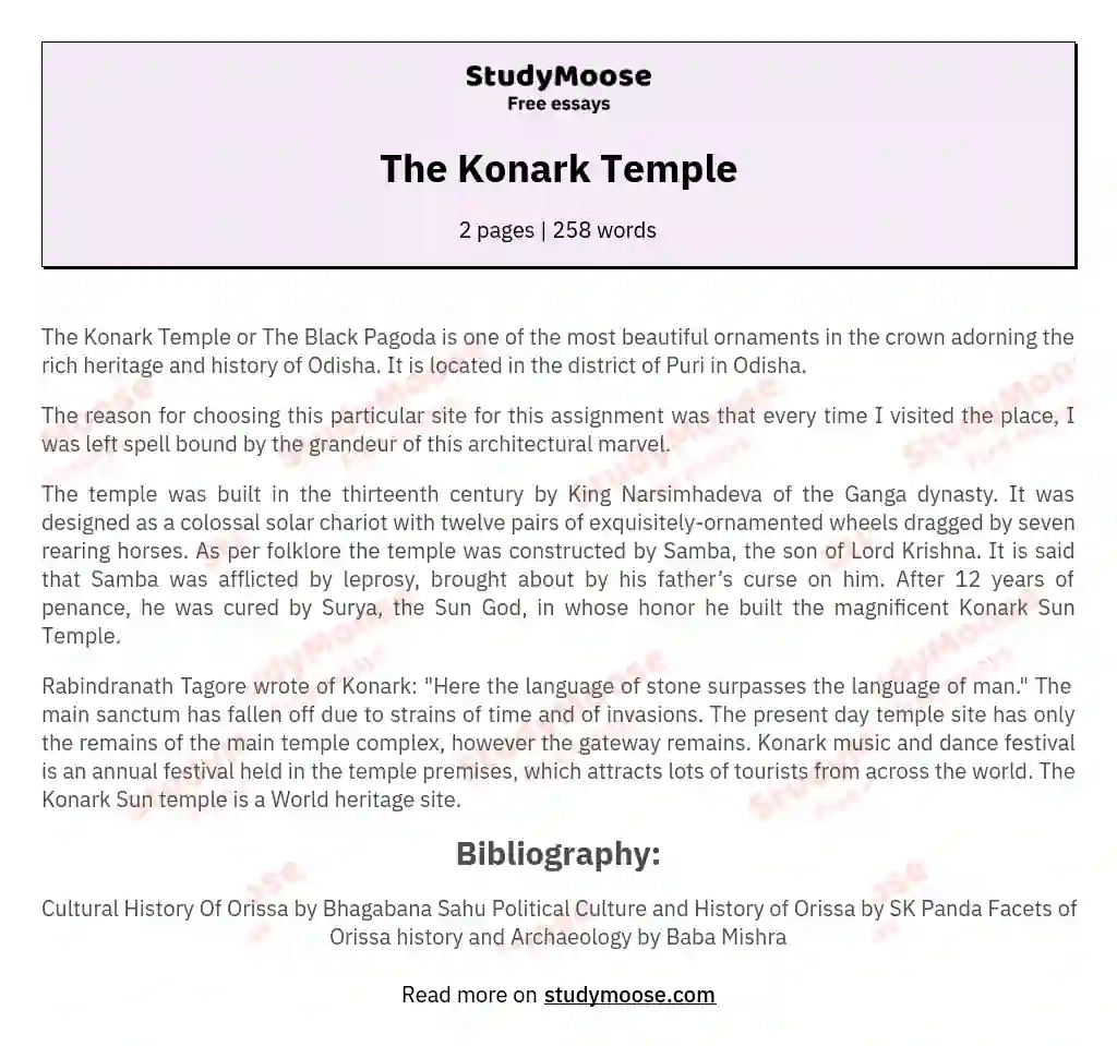 The Konark Temple essay