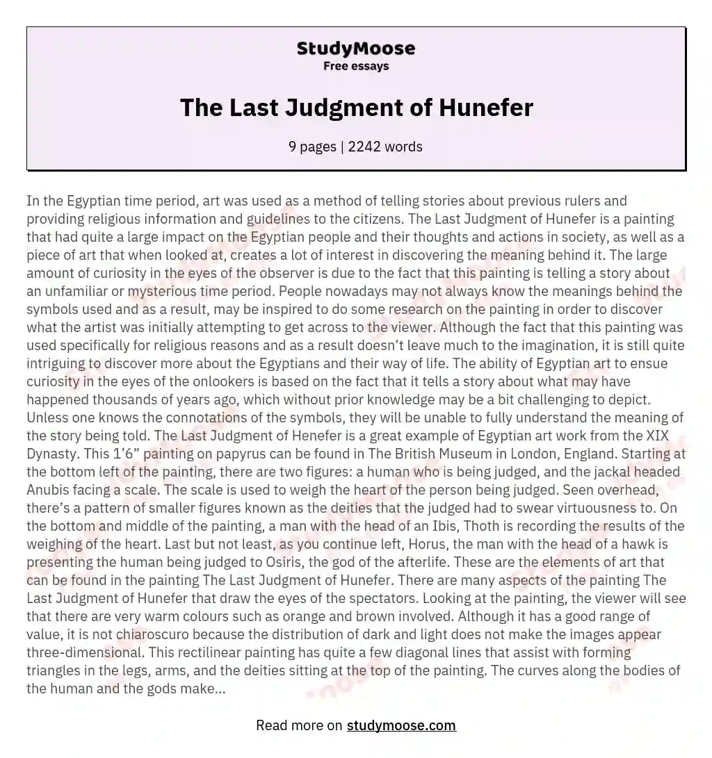 The Last Judgment of Hunefer essay