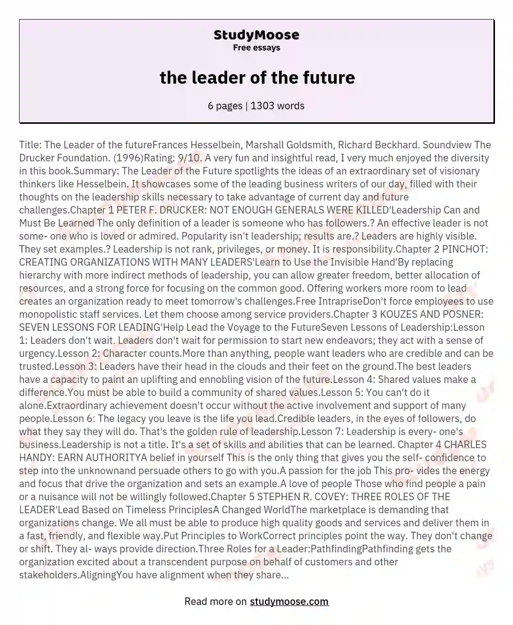 the leader of the future essay