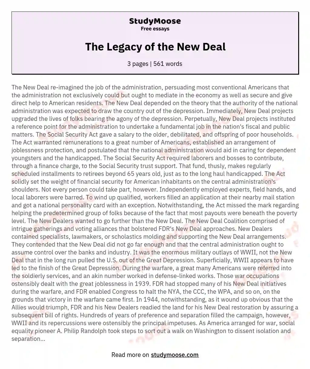 The Legacy of the New Deal essay