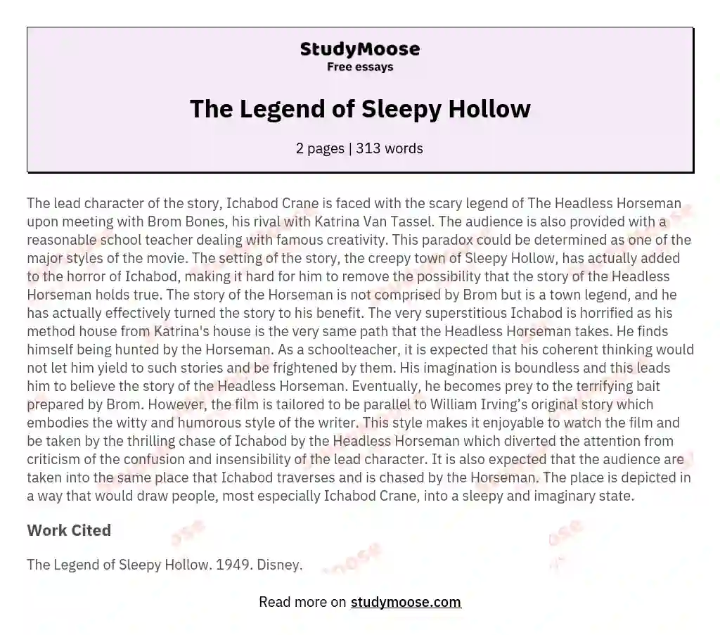 The Legend of Sleepy Hollow essay
