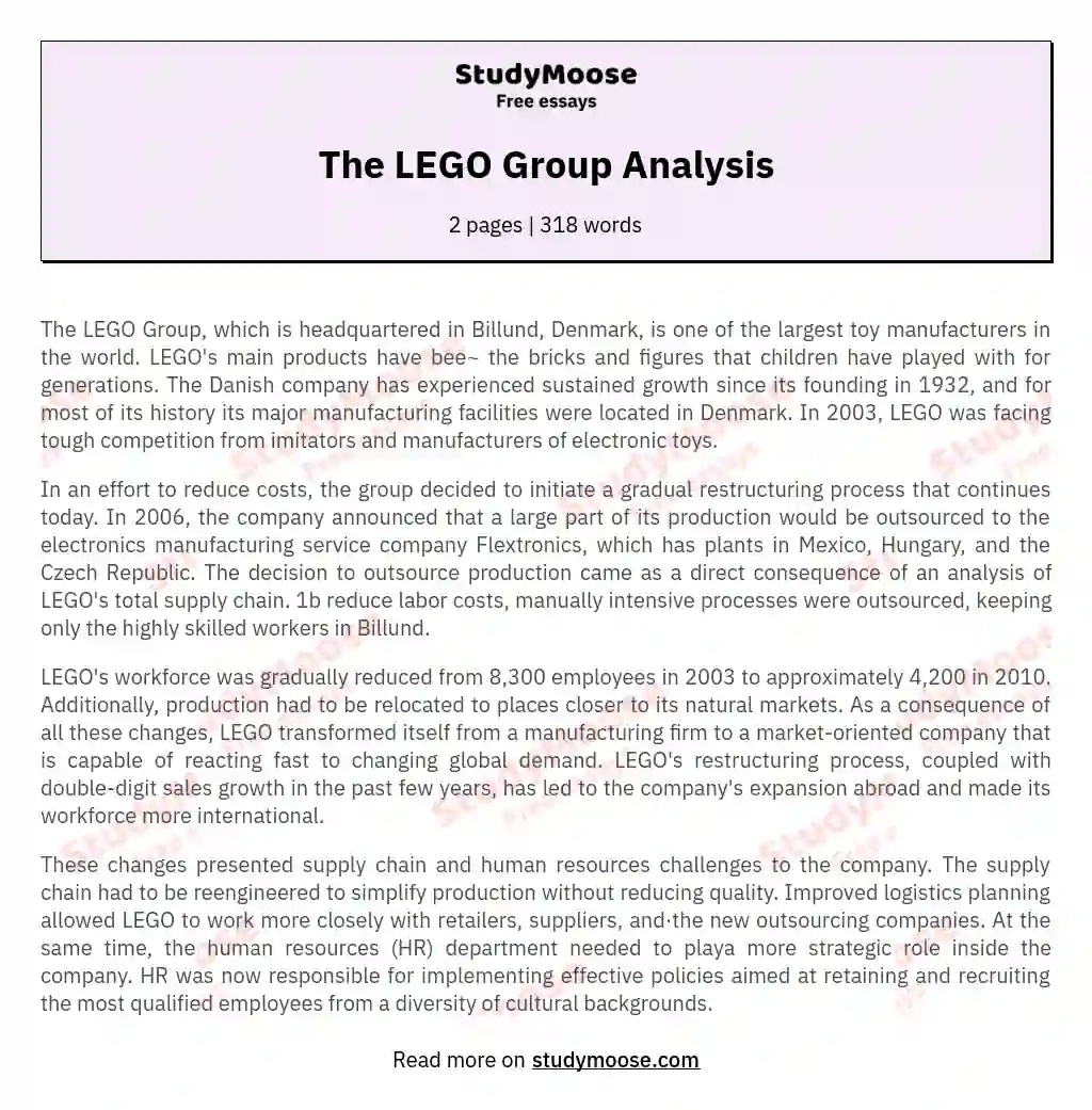The LEGO Group Analysis essay