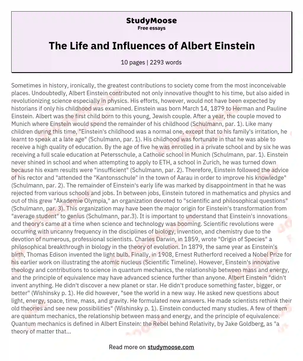 The Life and Influences of Albert Einstein
