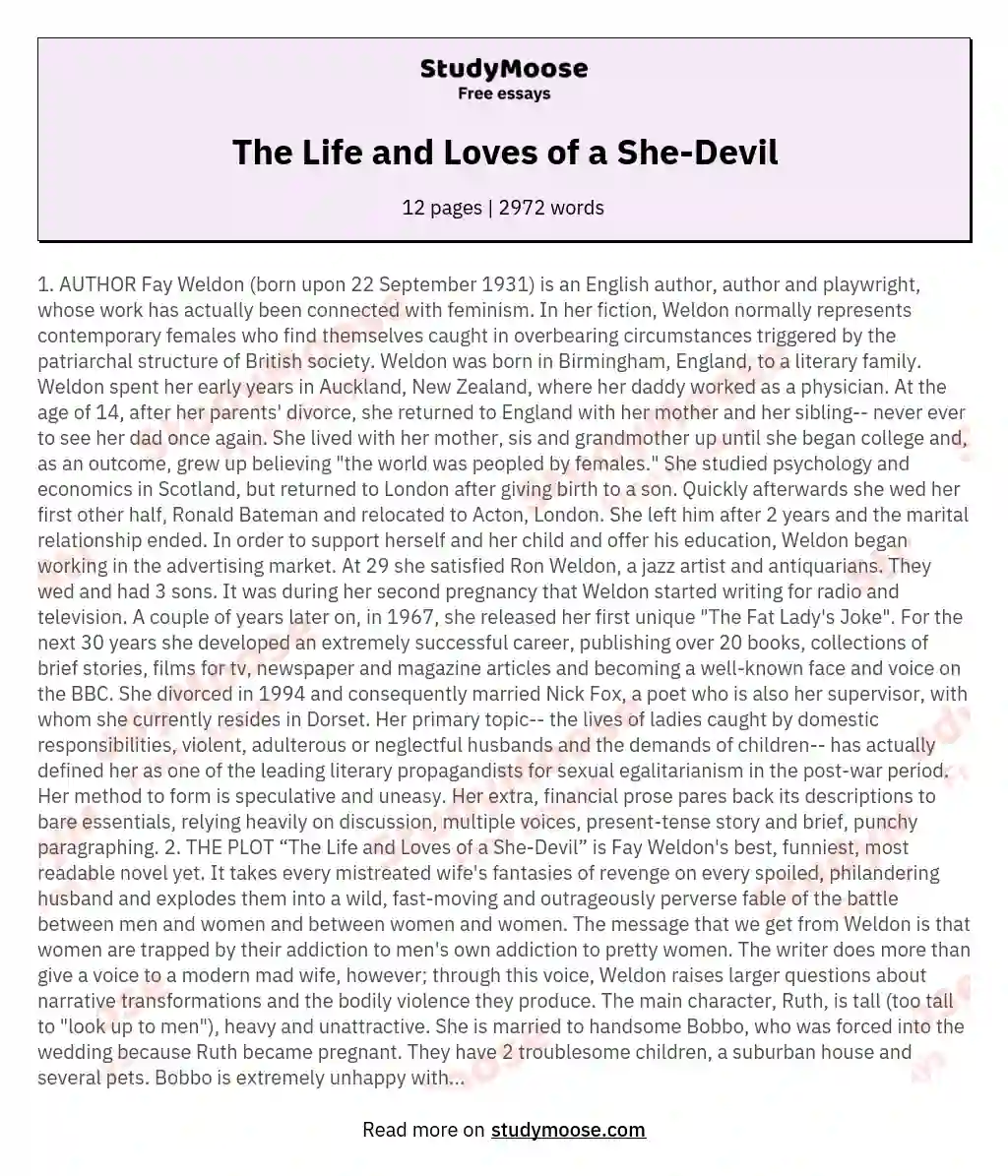 The Life and Loves of a She-Devil essay