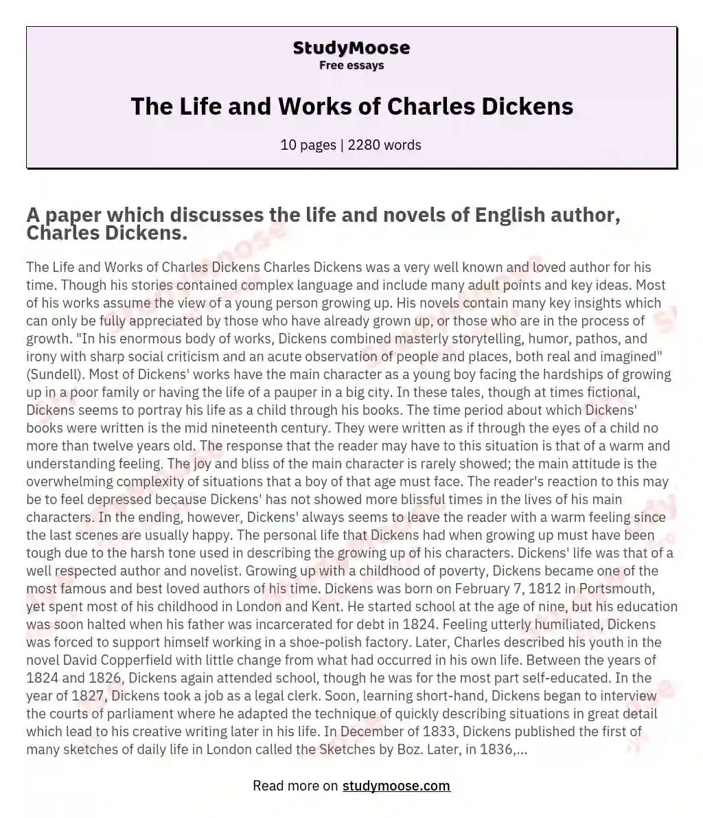 The Life and Works of Charles Dickens