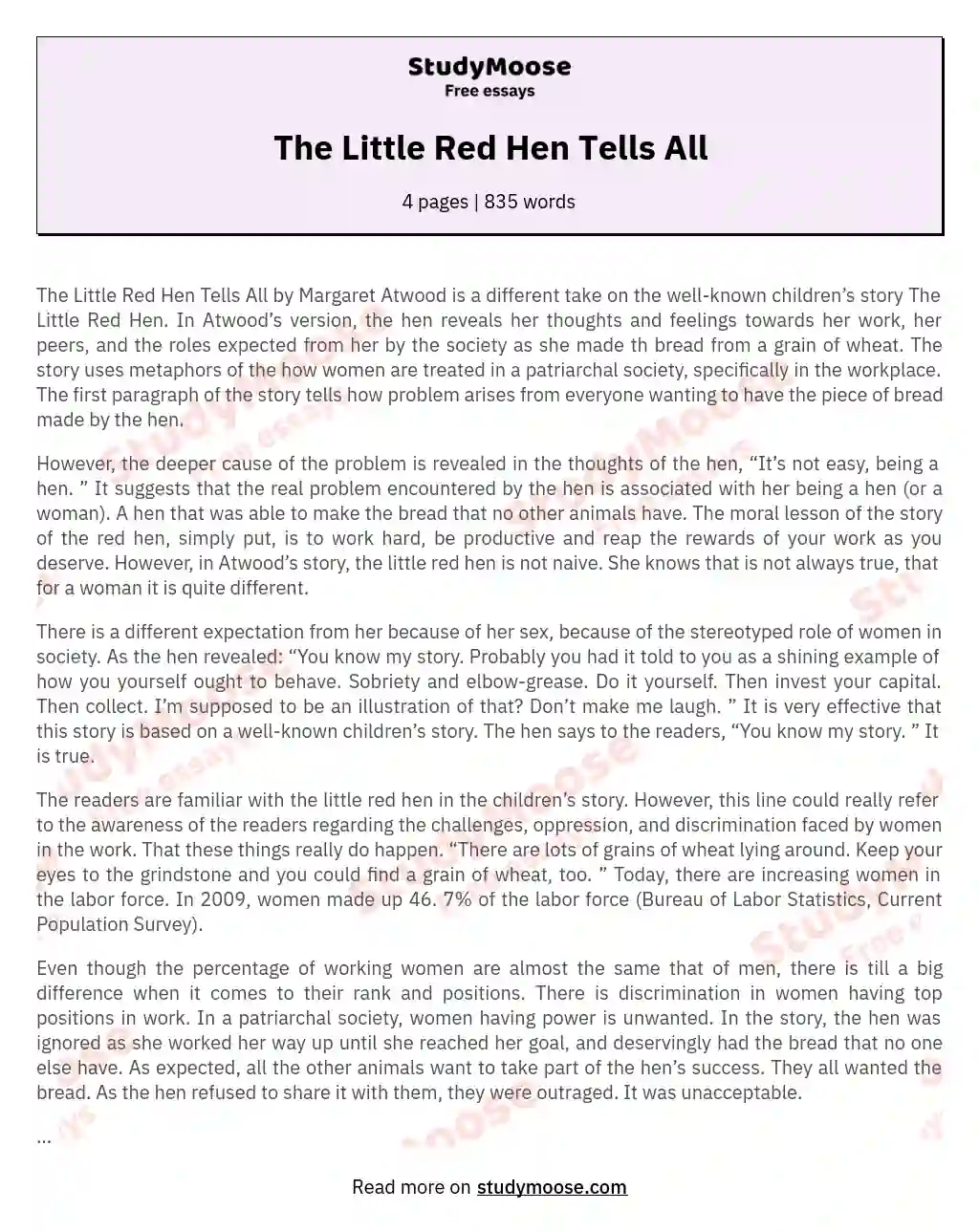 The Little Red Hen Tells All