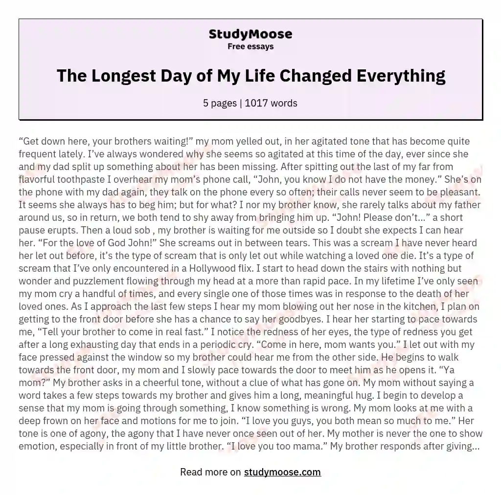 The Longest Day of My Life Changed Everything essay