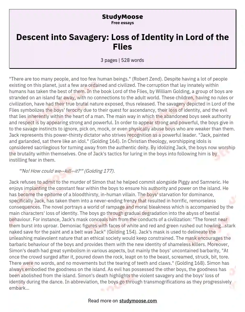 The Lord of Savagery