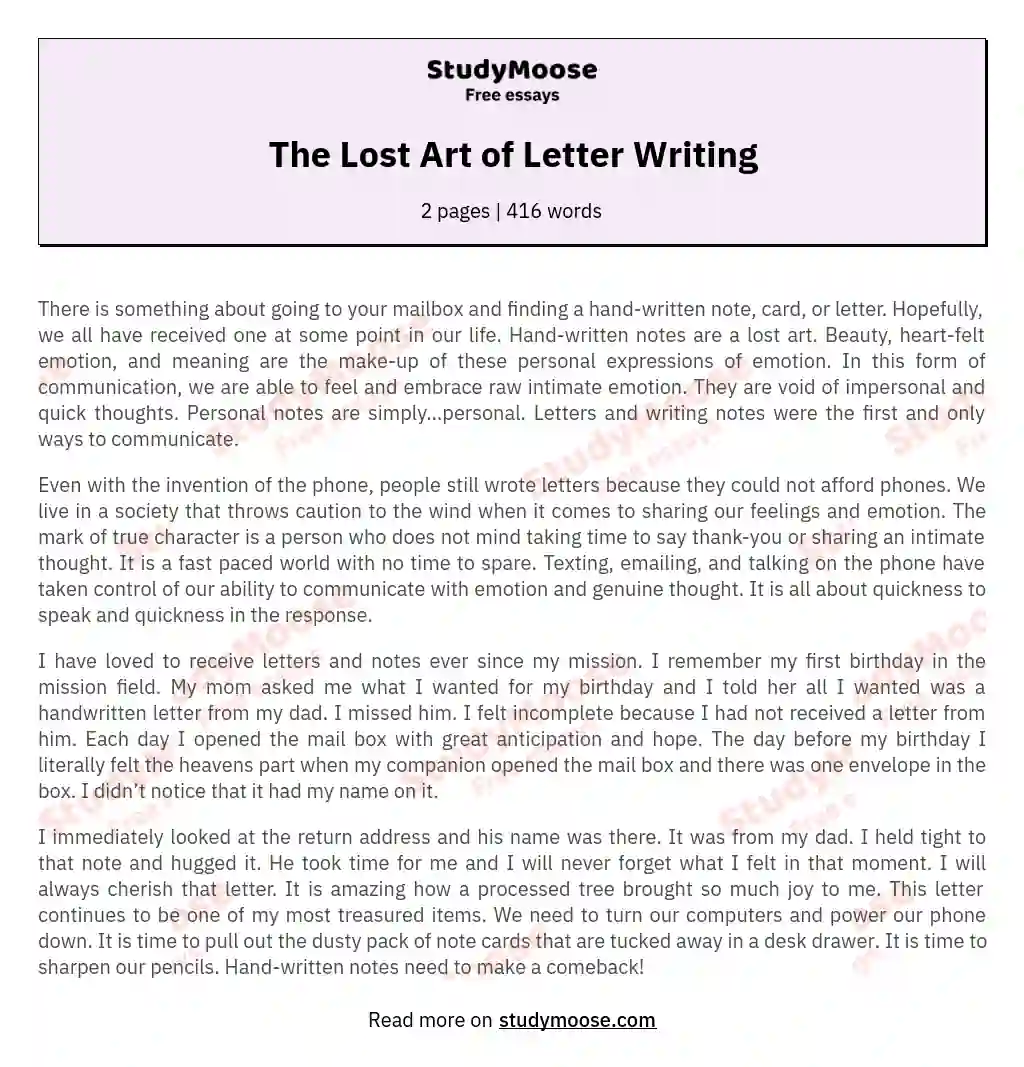 The Lost Art of Letter Writing essay