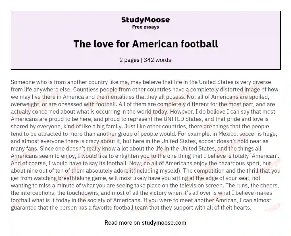 The love for American football essay