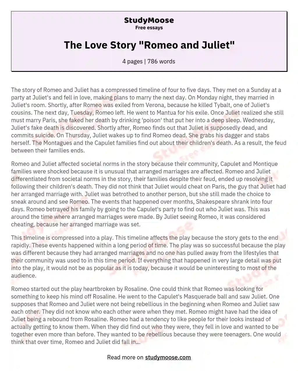 The Love Story "Romeo and Juliet"