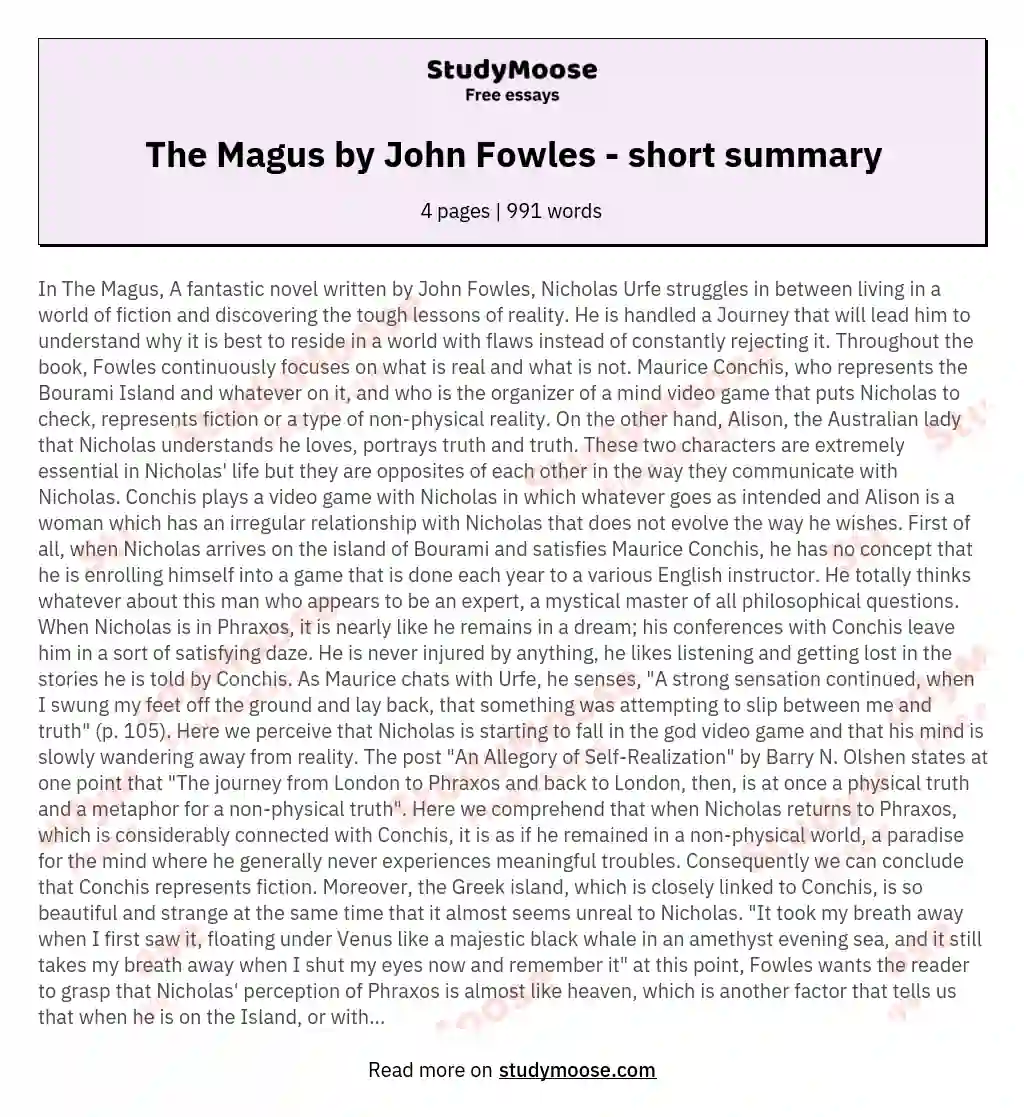 The Magus by John Fowles - short summary