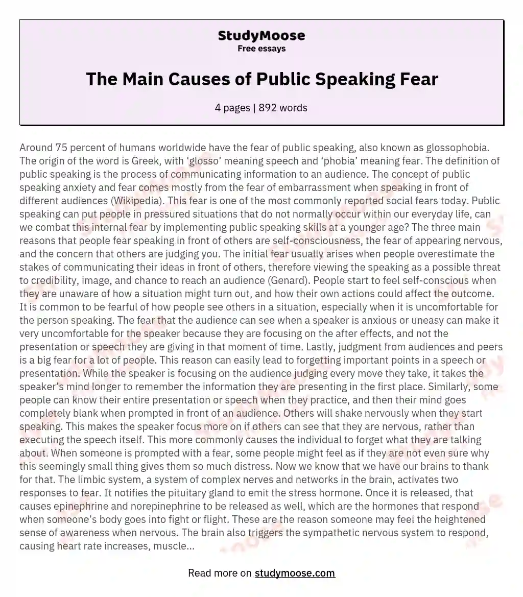 The Main Causes of Public Speaking Fear essay