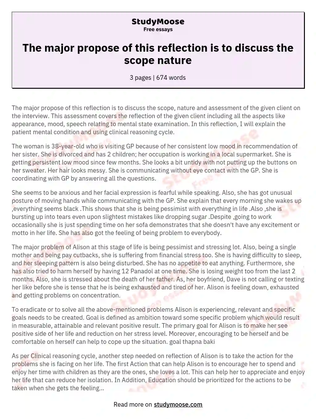 The major propose of this reflection is to discuss the scope nature essay