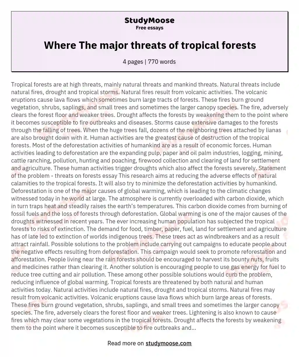 Where The major threats of tropical forests