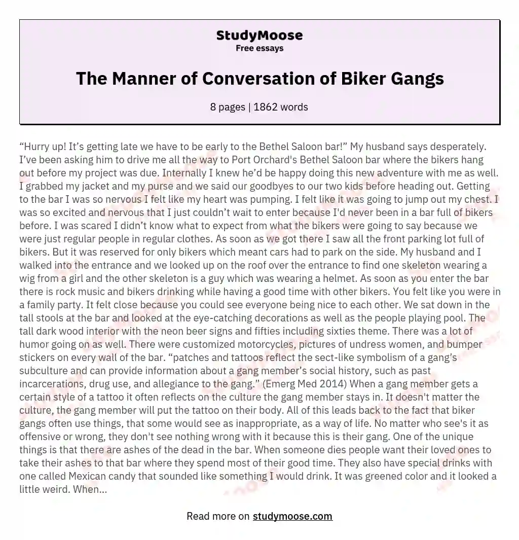 The Manner of Conversation of Biker Gangs essay