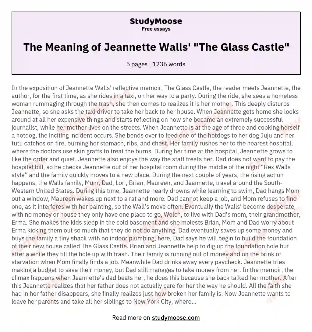 The Meaning of Jeannette Walls' "The Glass Castle"