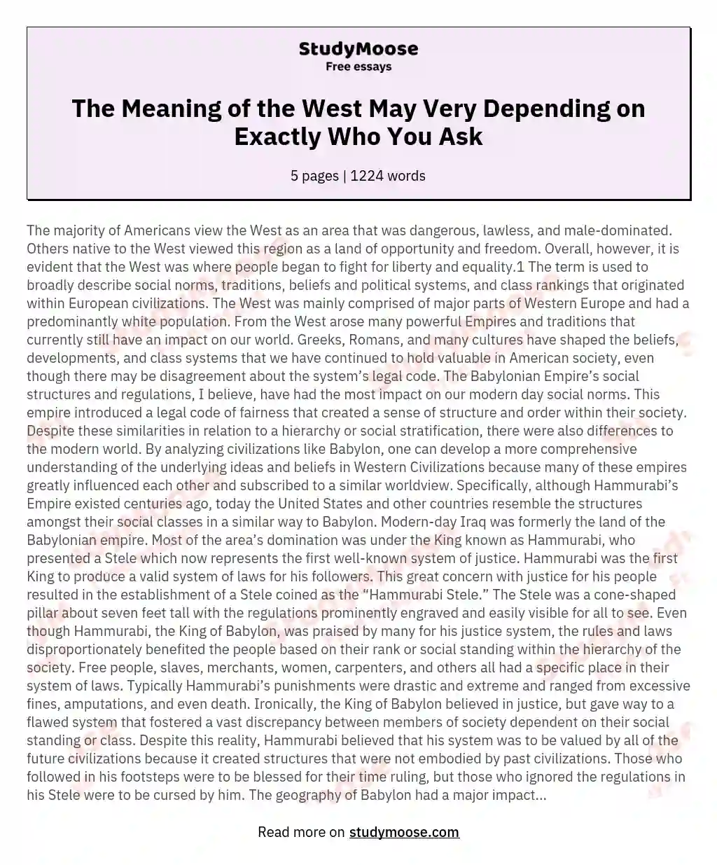 The Meaning of the West May Very Depending on Exactly Who You Ask essay