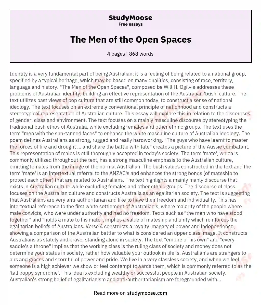 The Men of the Open Spaces
