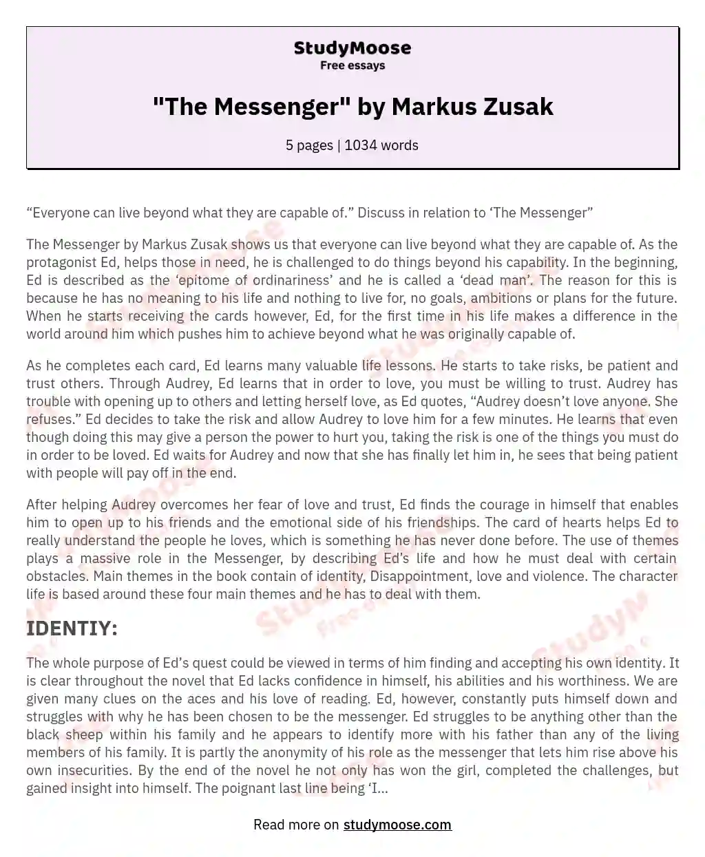 "The Messenger" by Markus Zusak