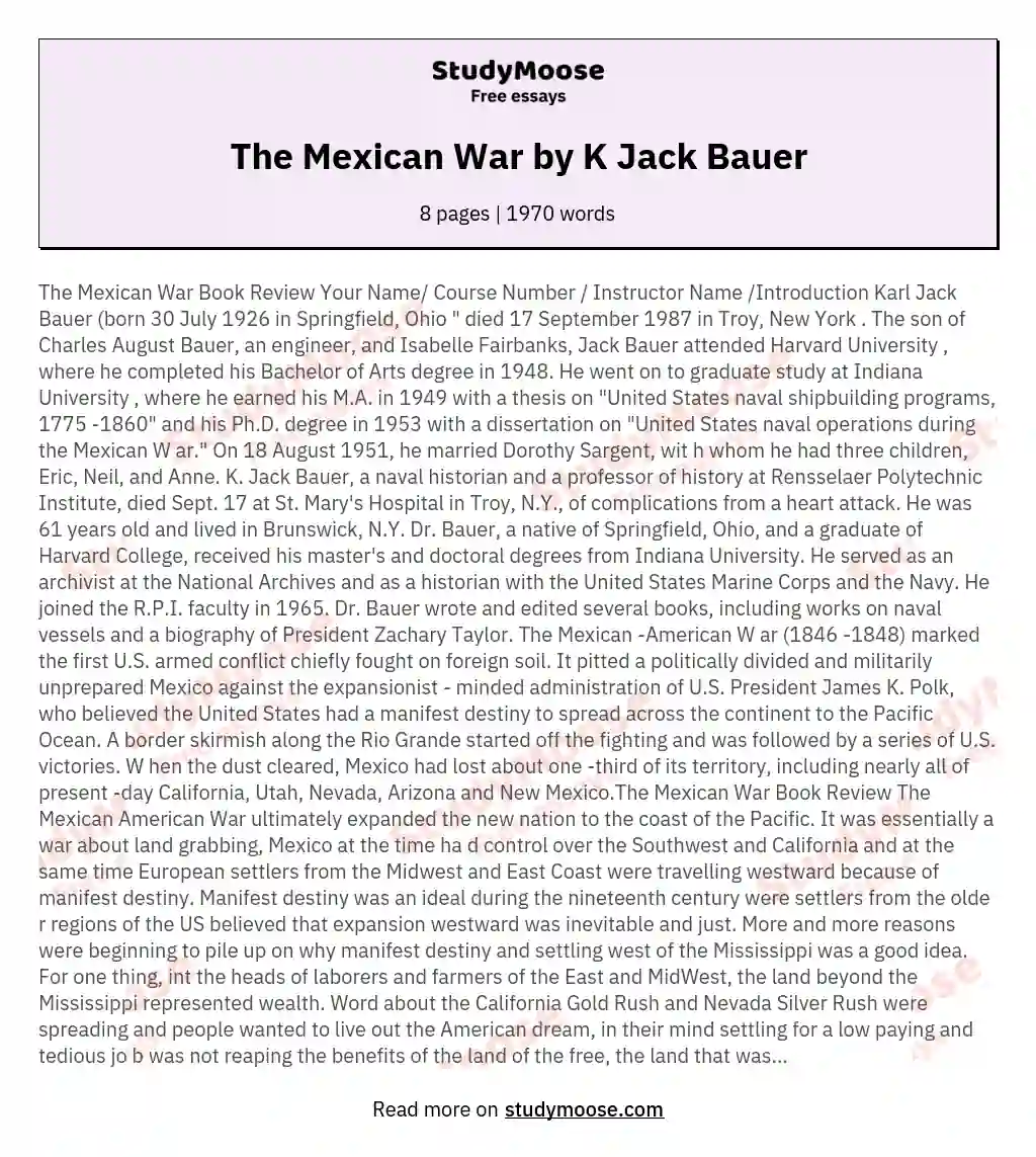 The Mexican War by K Jack Bauer essay