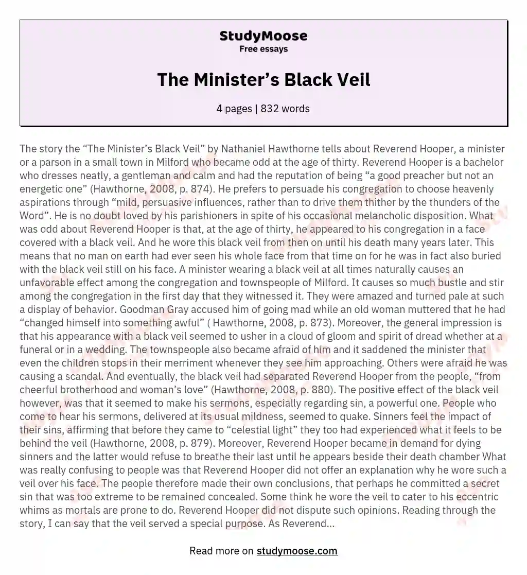 The Minister’s Black Veil essay