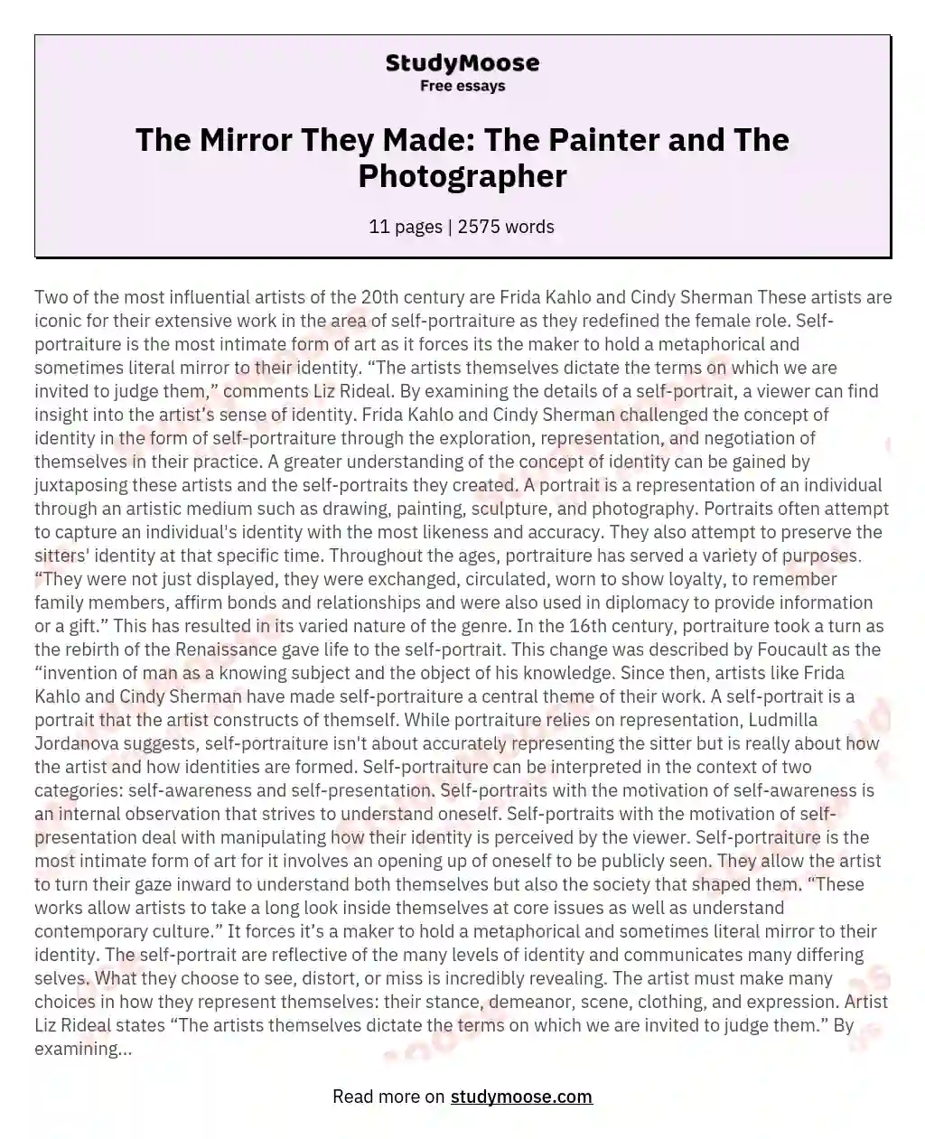 The Mirror They Made: The Painter and The Photographer