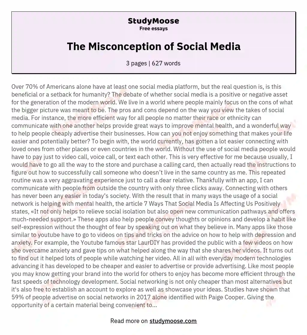 The Misconception of Social Media essay