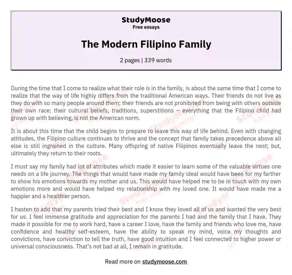 The Modern Filipino Family