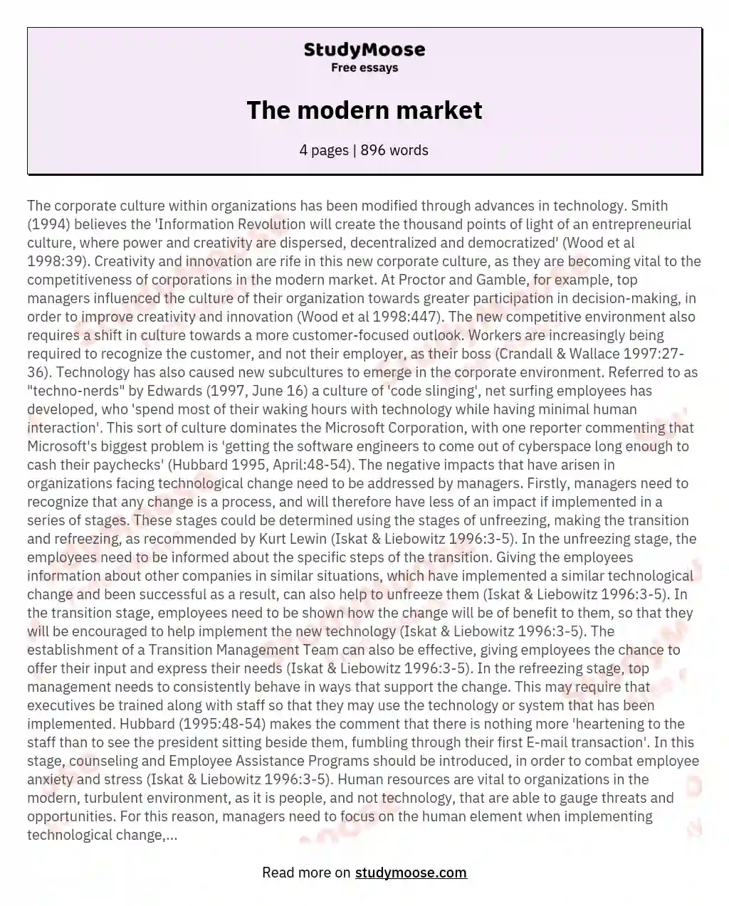 The modern market essay