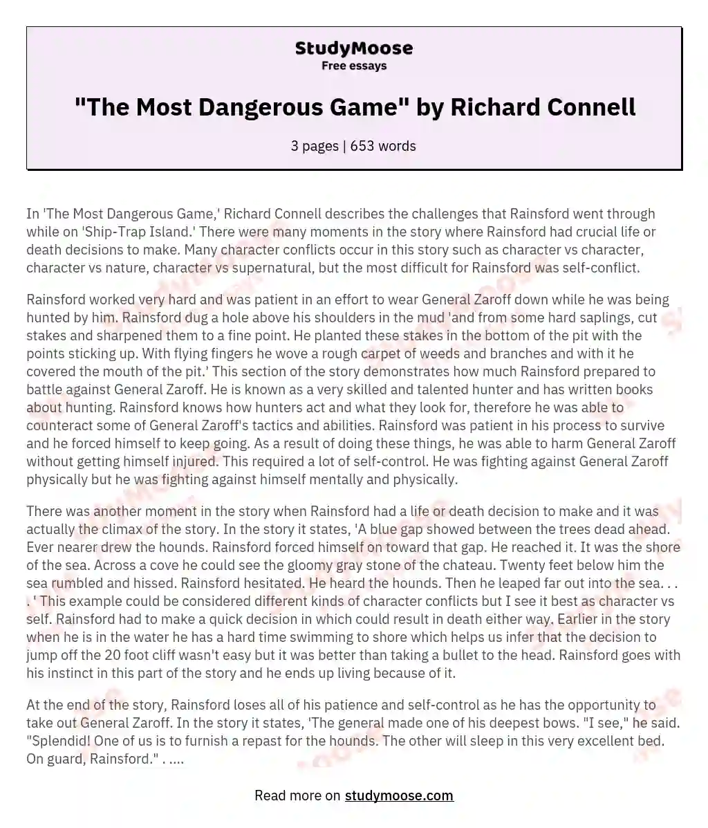 "The Most Dangerous Game" by Richard Connell
