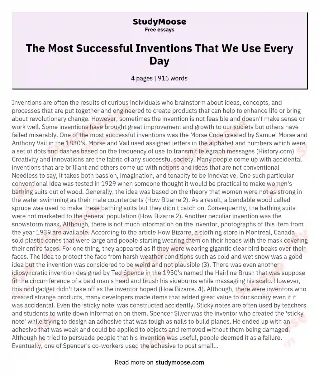 essay topics about invention