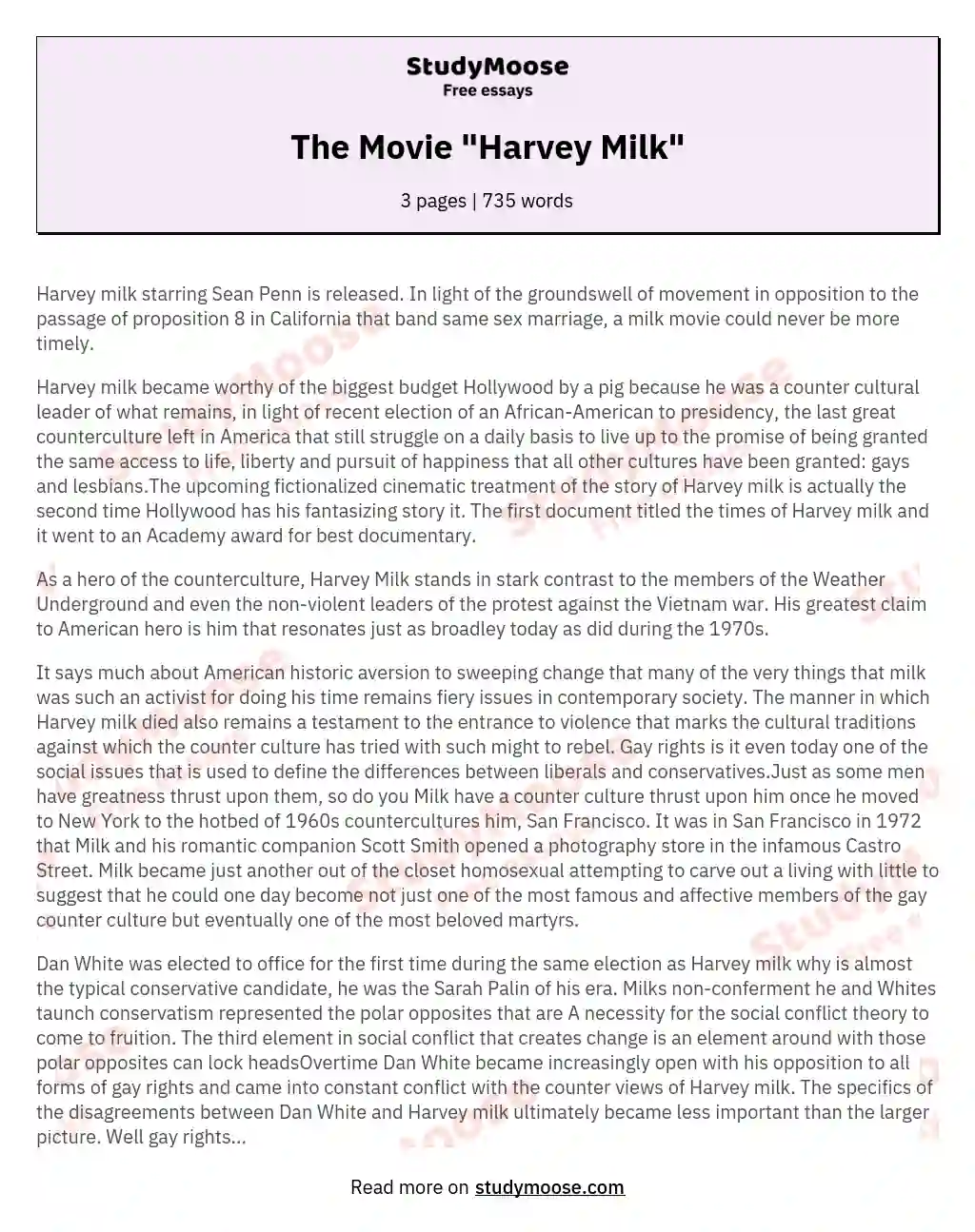 The Movie "Harvey Milk" essay
