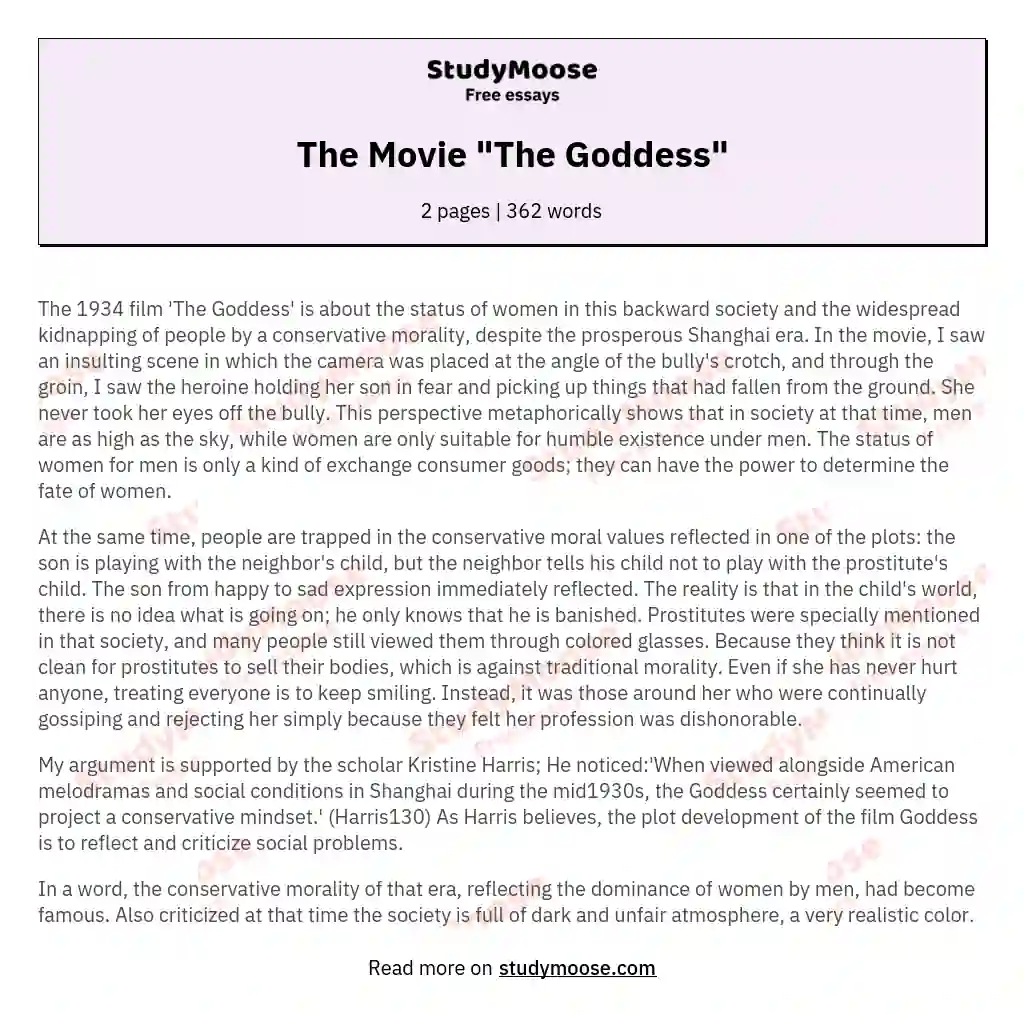 The Movie "The Goddess" essay