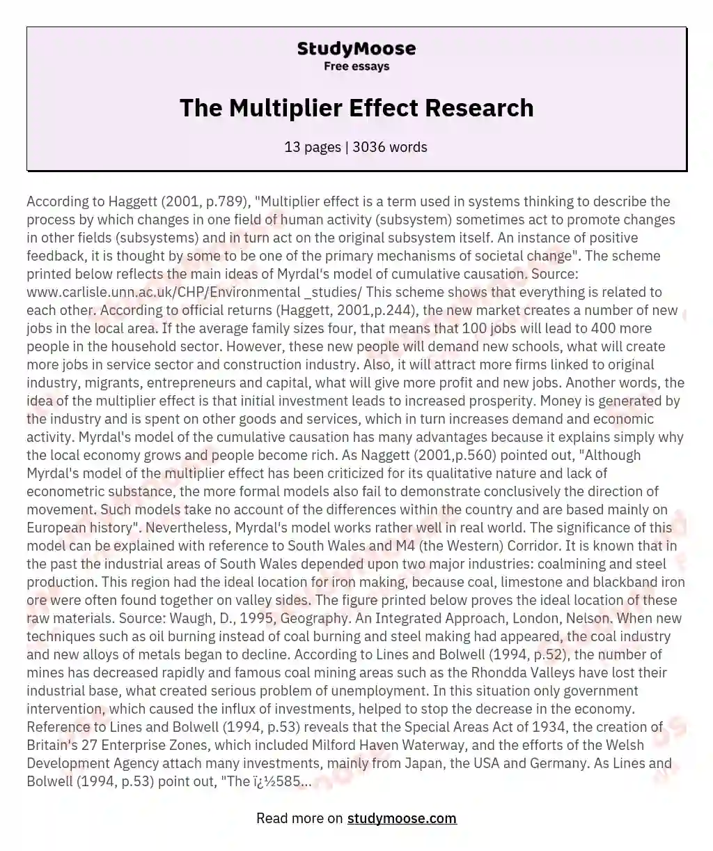 The Multiplier Effect Research essay
