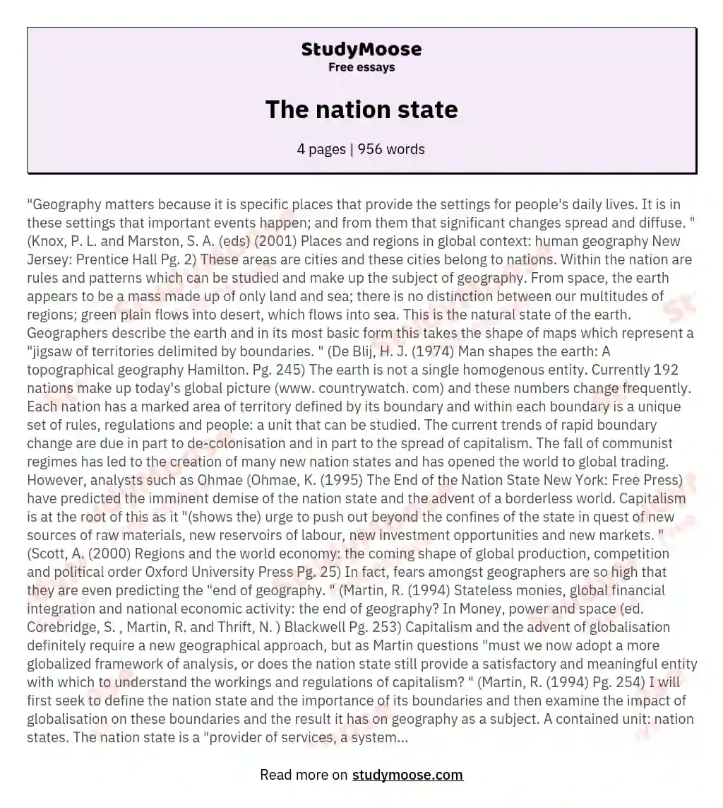 The nation state essay