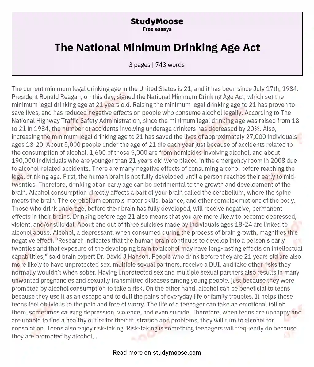 The National Minimum Drinking Age Act
