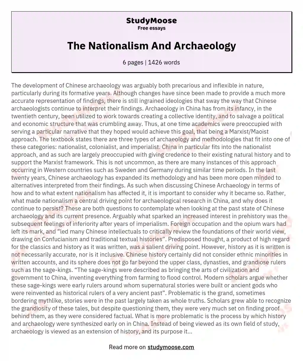 The Nationalism And Archaeology essay