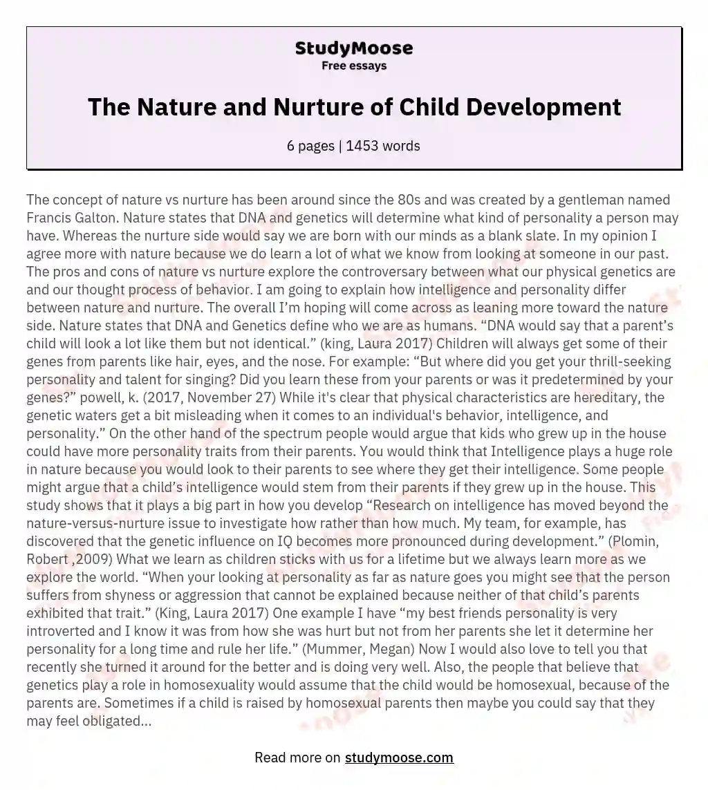 the-nature-and-nurture-of-child-development-free-comparison-essay