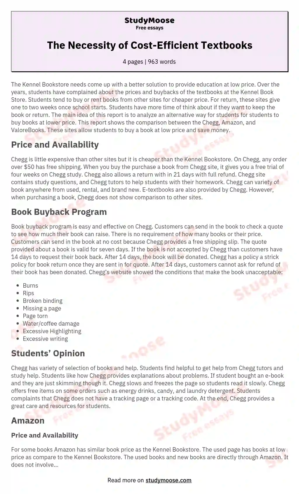 The Necessity of Cost-Efficient Textbooks essay