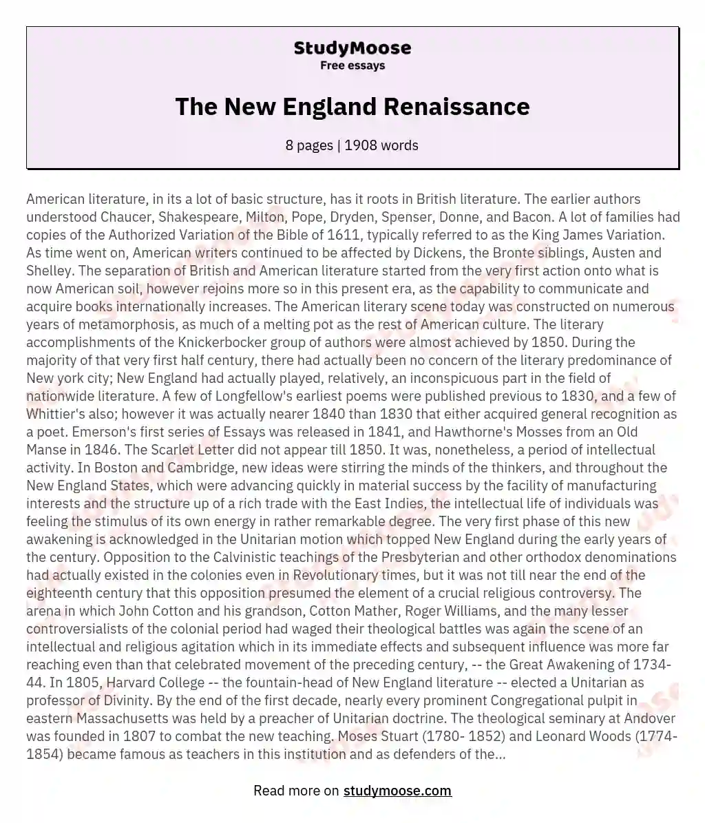 The New England Renaissance essay