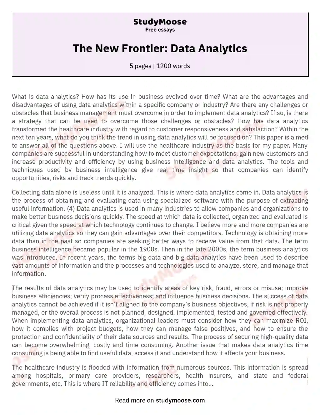 the importance of data analysis essay
