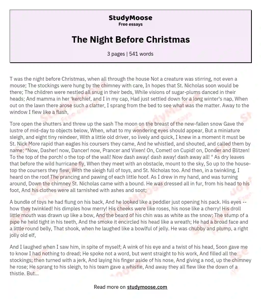 The Night Before Christmas essay