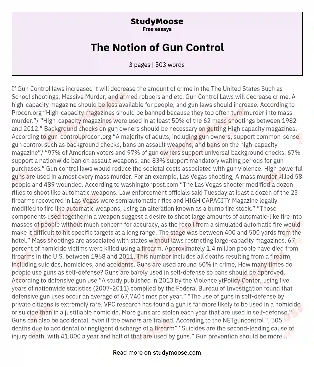 The Notion of Gun Control