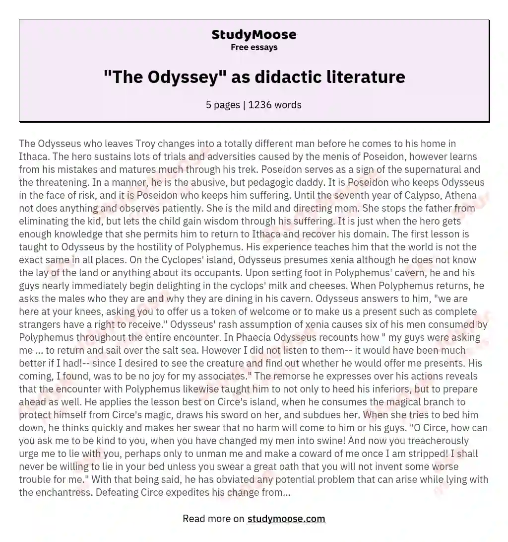 "The Odyssey" as didactic literature