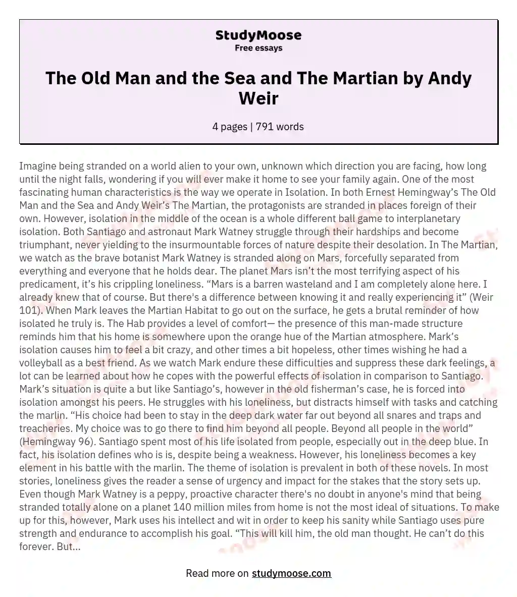 The Old Man and the Sea and The Martian by Andy Weir