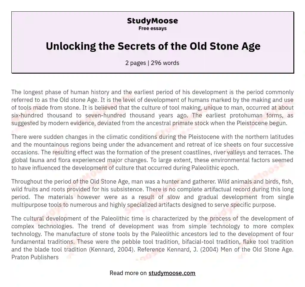 Unlocking the Secrets of the Old Stone Age essay